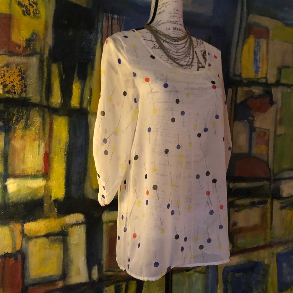 Francesca’s | medium sheer blouse with polka dots